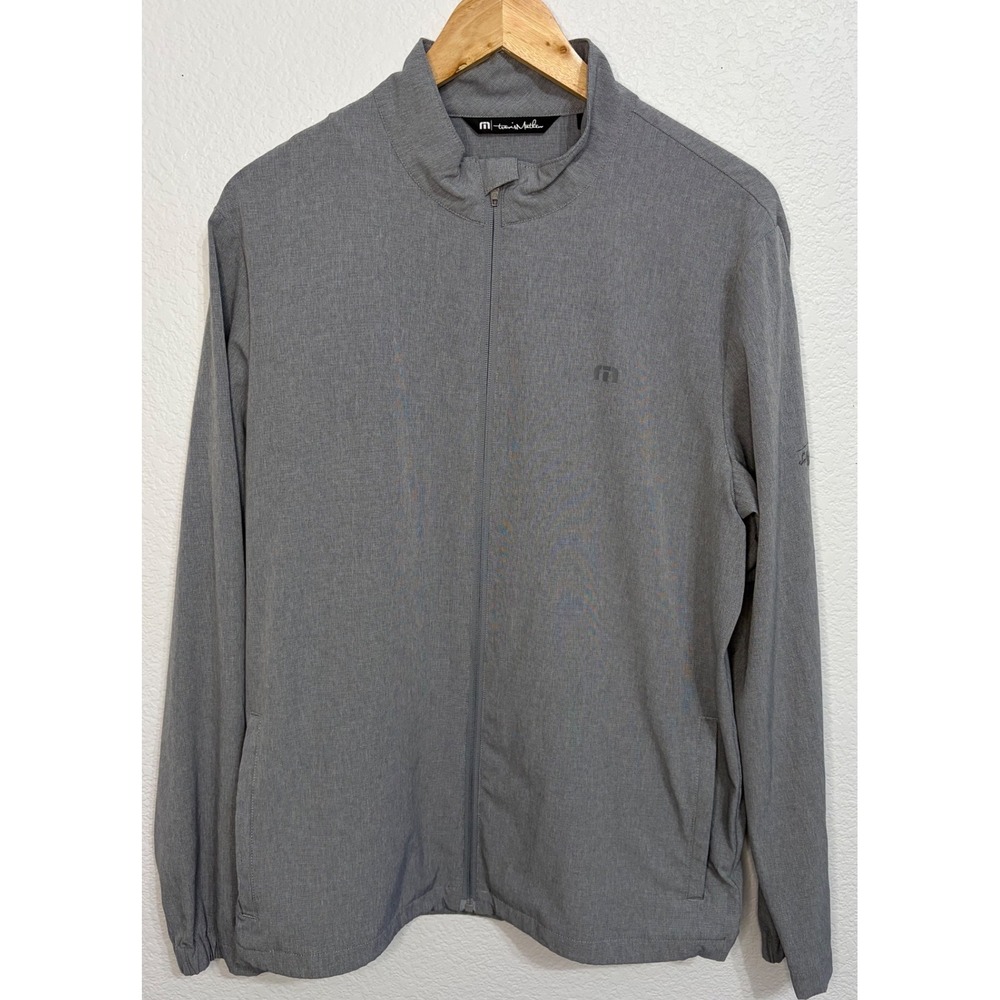 TravisMathew Mens Grey Full Zip Golf Jacket Mock Neck Size Medium